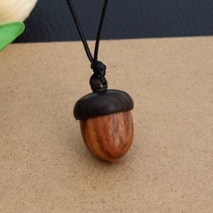 Wooden Acorn Pendant Necklace